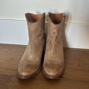 Lucchese Janis 1883 Women's 5.5B Brown Distressed Leather Studded Heel Booties